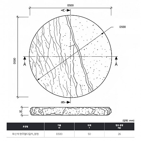 현무암디딤석 원형 D500(50T)